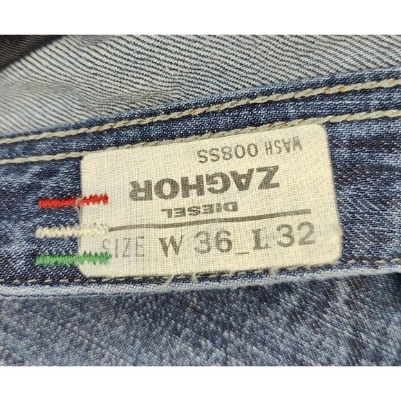 Diesel Zaghor Jeans Size 36x26 Wash 008SS Destressed Button Fly Made in Italy - Picture 9 of 11